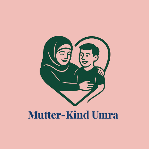 Programmlogo Mutter-Kind Umra: Mutter mit Hijab umarmt ihr Kind – islamische Pilgerreise auf den Spuren Hajars für die tiefste Mutter-Kind-Bindung