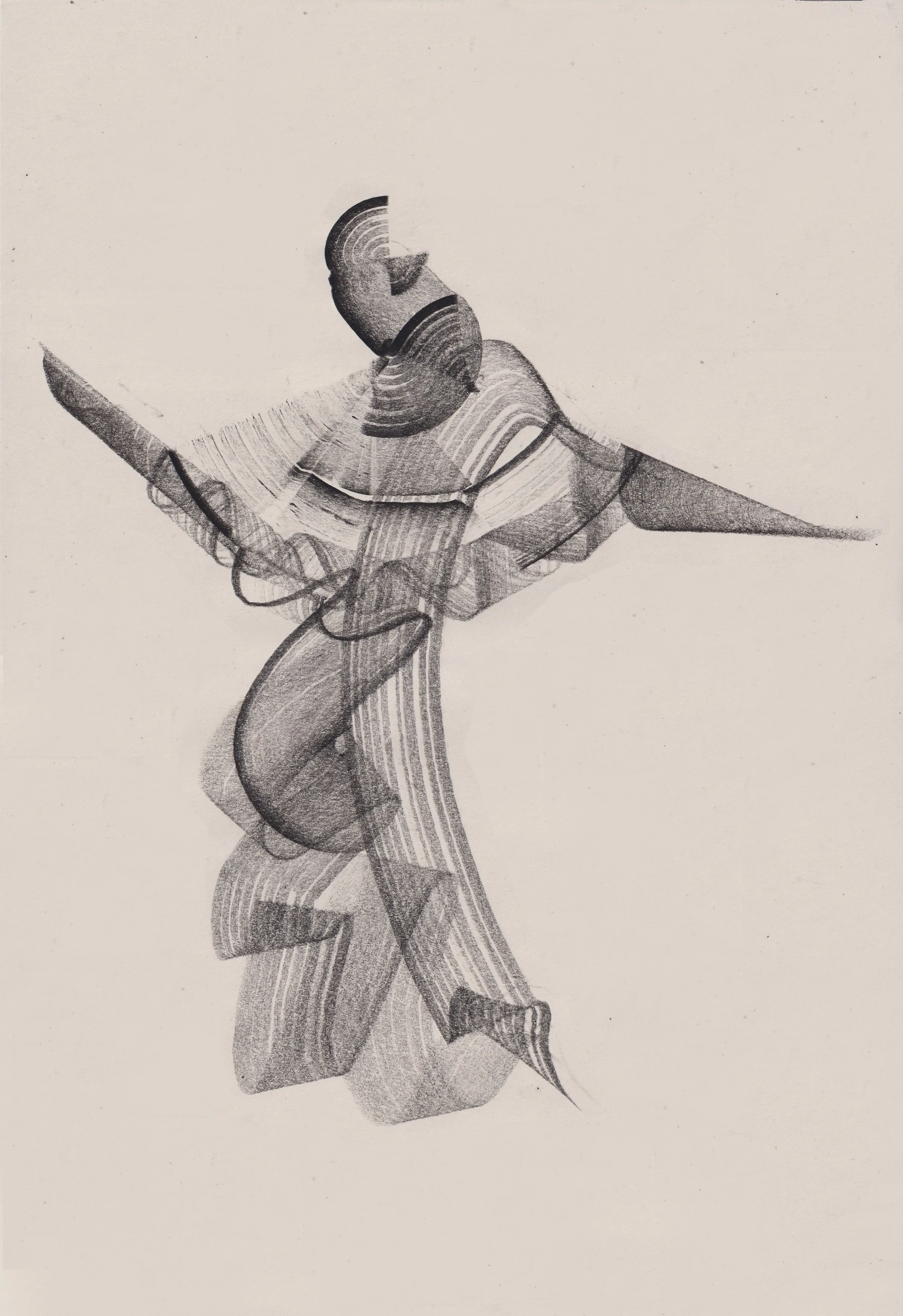 A pencil sketch of a hummingbird in flight.