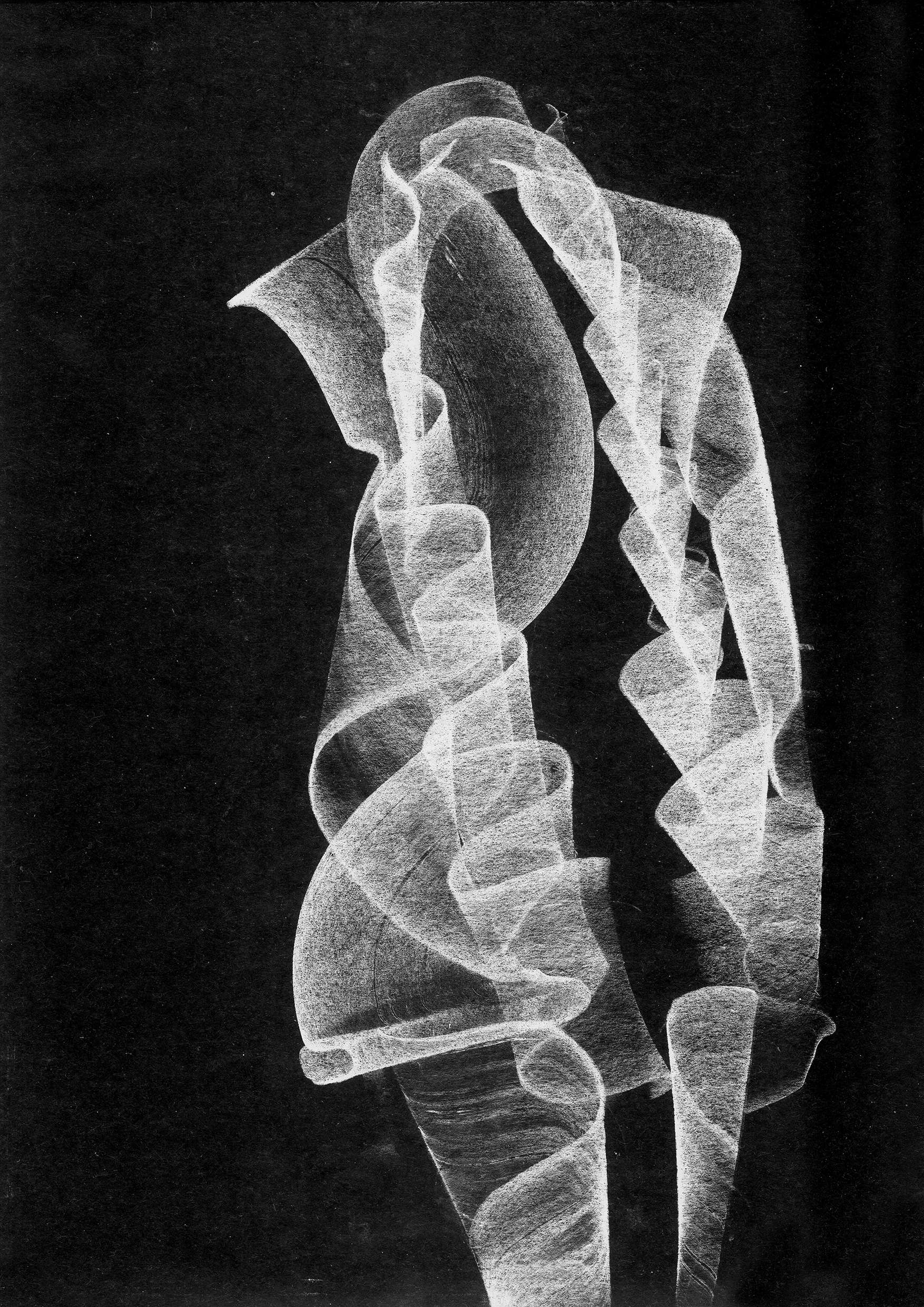 Black and white artistic rendering of a human brain in an abstract style.