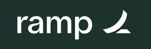 Ramp logo with stylized curve design on dark background