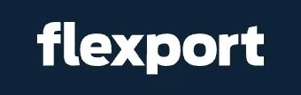 Flexport logo in white text on a dark background.