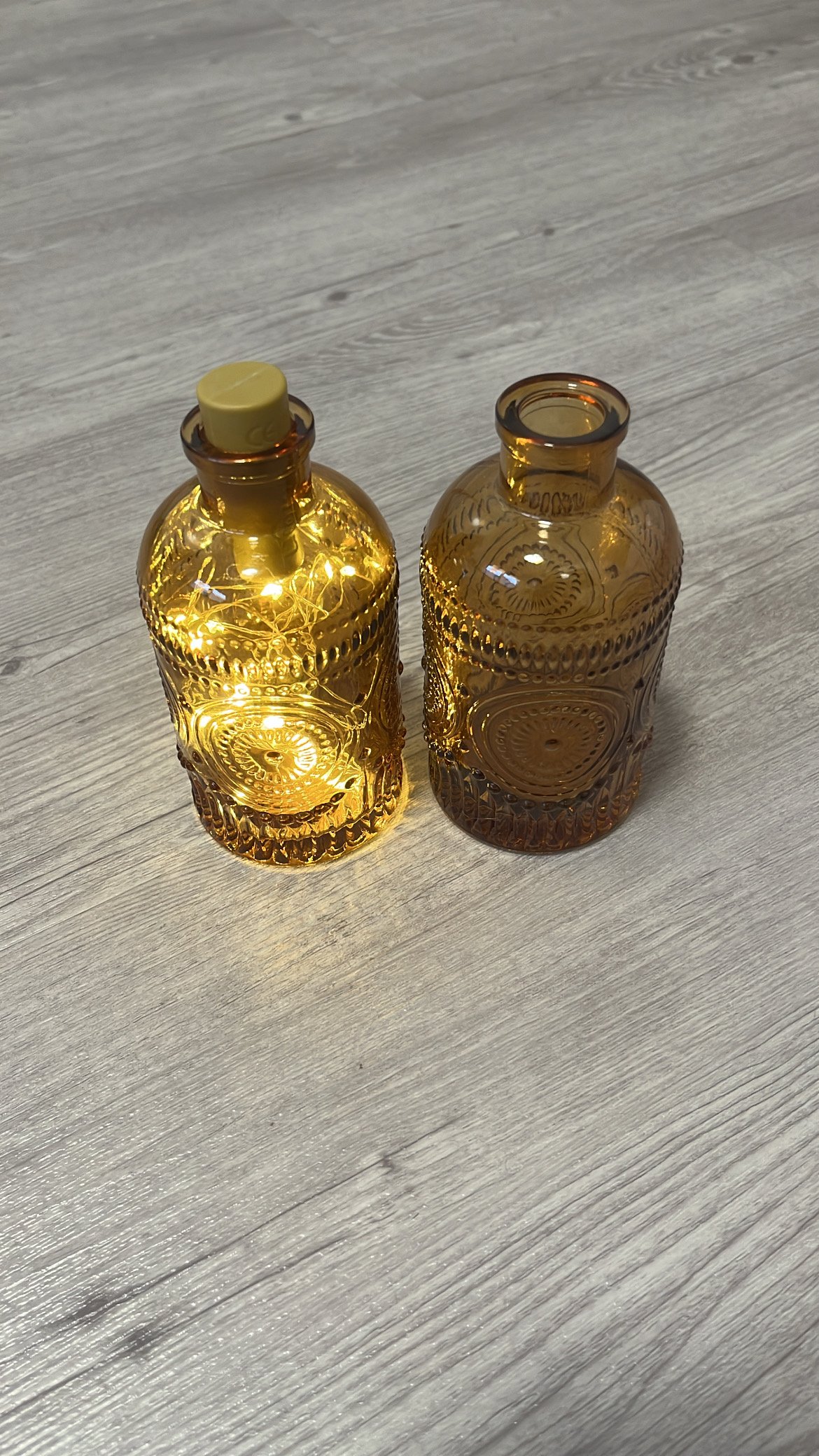 Boho-Stil Vasen Braun (auf Wunsch mit Lichterketten) 6,5cm x 12,5 cm