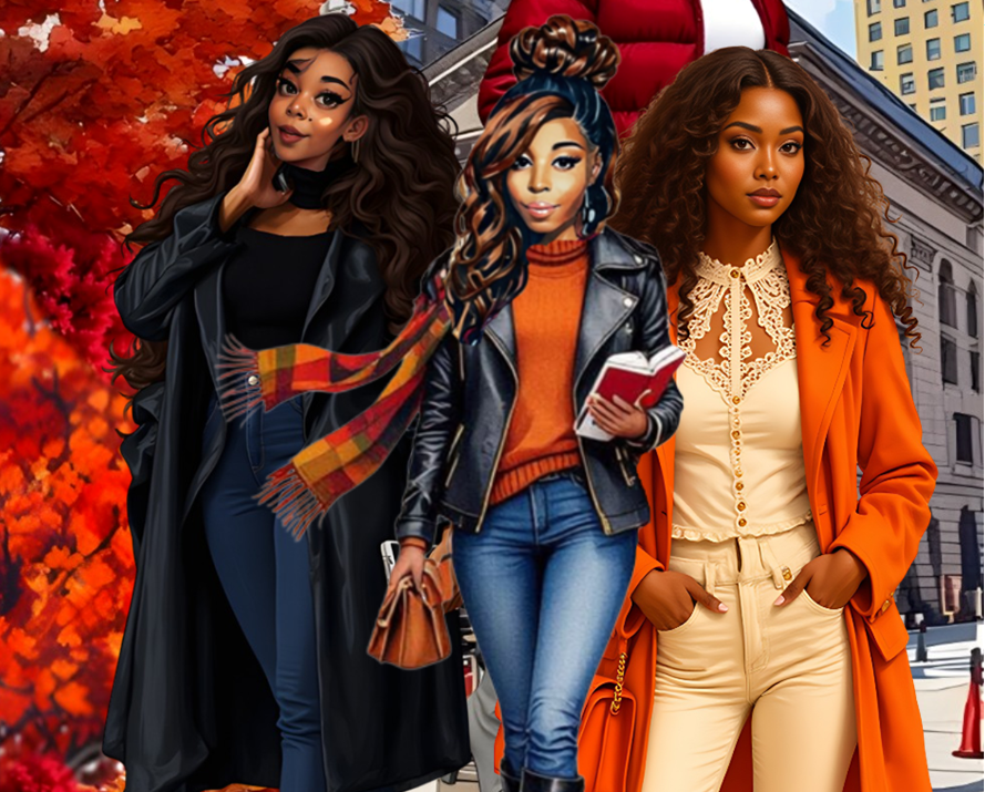 BLACK GIRL PLANNER & JUNK JOURNAL AUTUMN IN THE CITY FASHION GIRL WATERCOLR CLIPART STICKER COLLECTION H 64PNG DIGITAL TELLIGENCE DESIGNS.COM.png