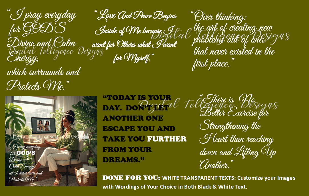BLACK GIRL EMPOWERING PRODUCTIVITY MANIFEST IT AFFIRMATIONS 28JPG IMAGES PLUS  CUSTOMIZABLE BLACK PRE CROPPED PNGS & WHITE  TRANSPARENT PNGS  B  OFFICIAL COPY BY DIGITAL TELLIGENCE DESIGNS.CO