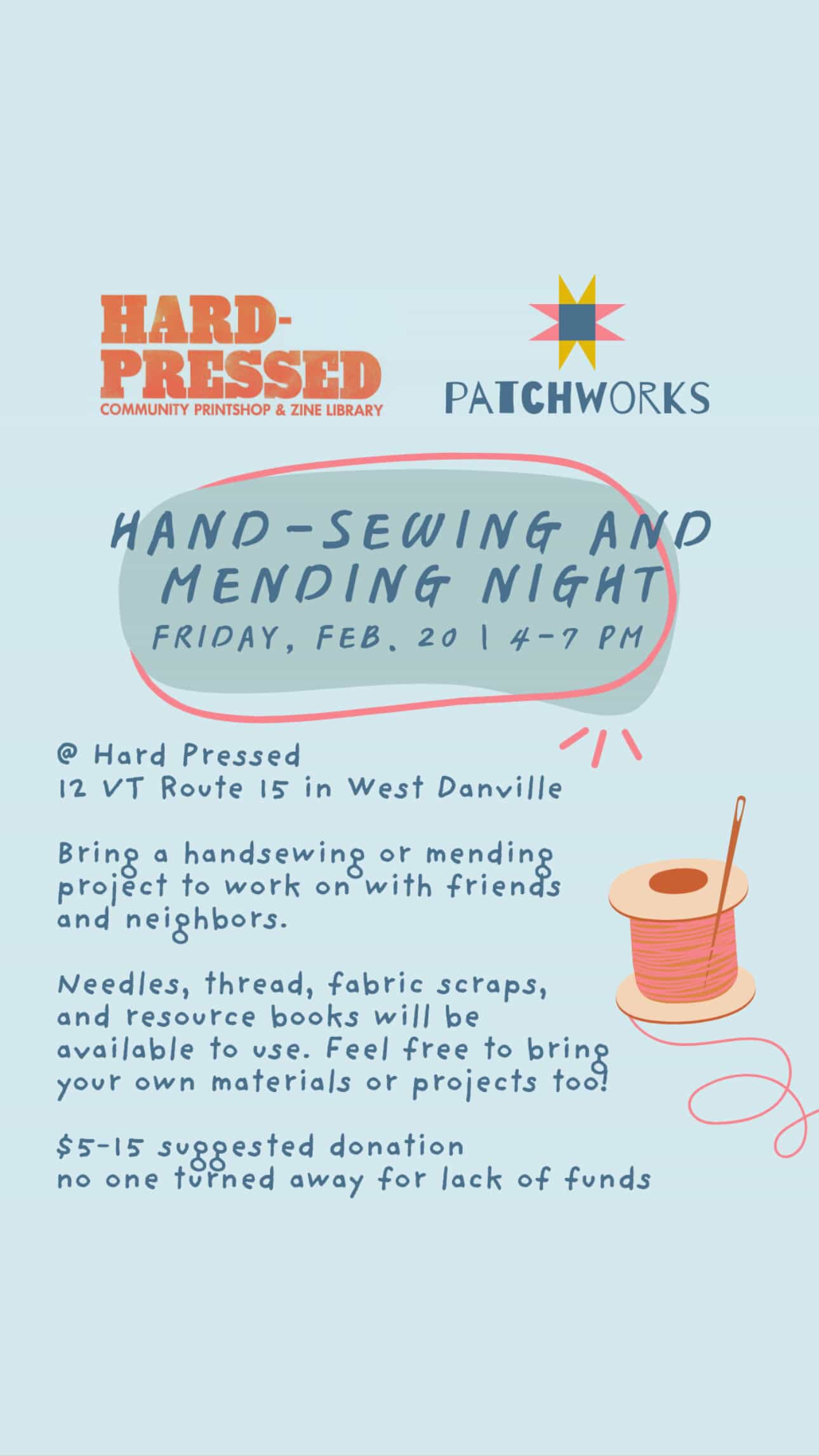 Hand-Sewing and Mending Night w/ Patchworks