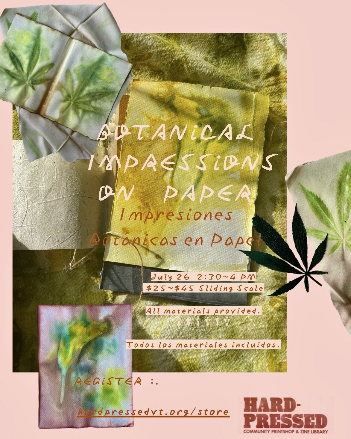 Botanical Impressions Exploration on Paper: Sunday, July 26th, 2:30-4:00pm