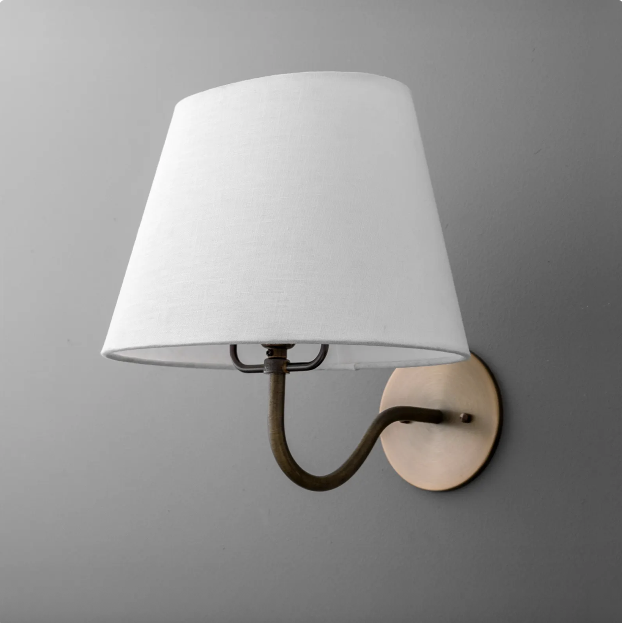 Brass Sconce with Linen Shade