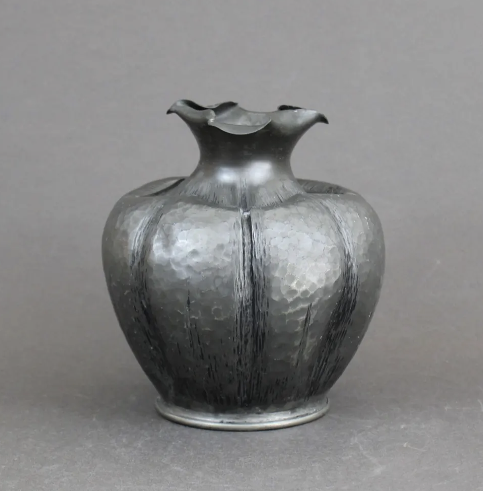 Antique French Pewter Hammered Vase