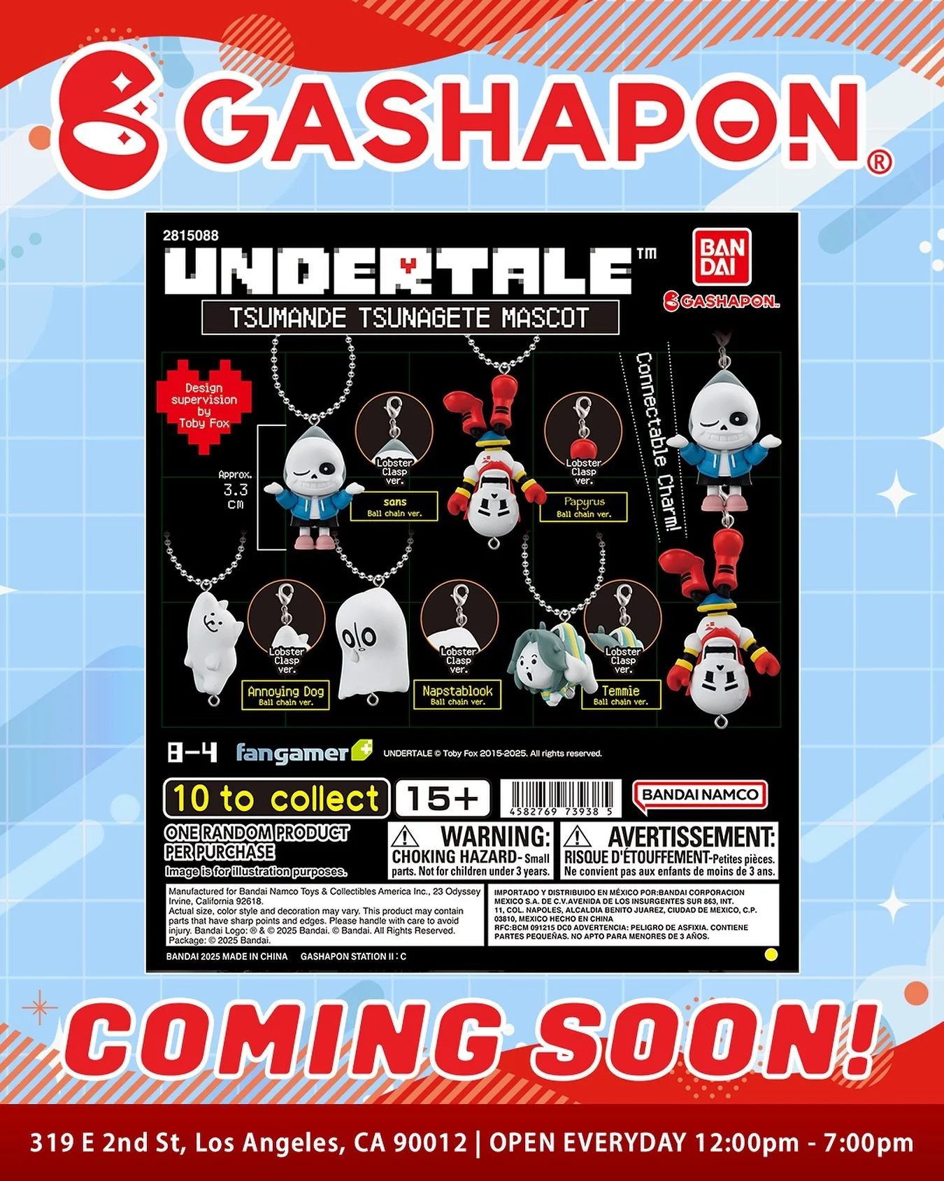 It’s a beautiful day outside, birds are singing, flowers are blooming, on days like these…
Kids like you should come to the Gashapon store!
Come by and get your Undertale Gashapon while they’re still in stock✨
#bandai #gashapon #