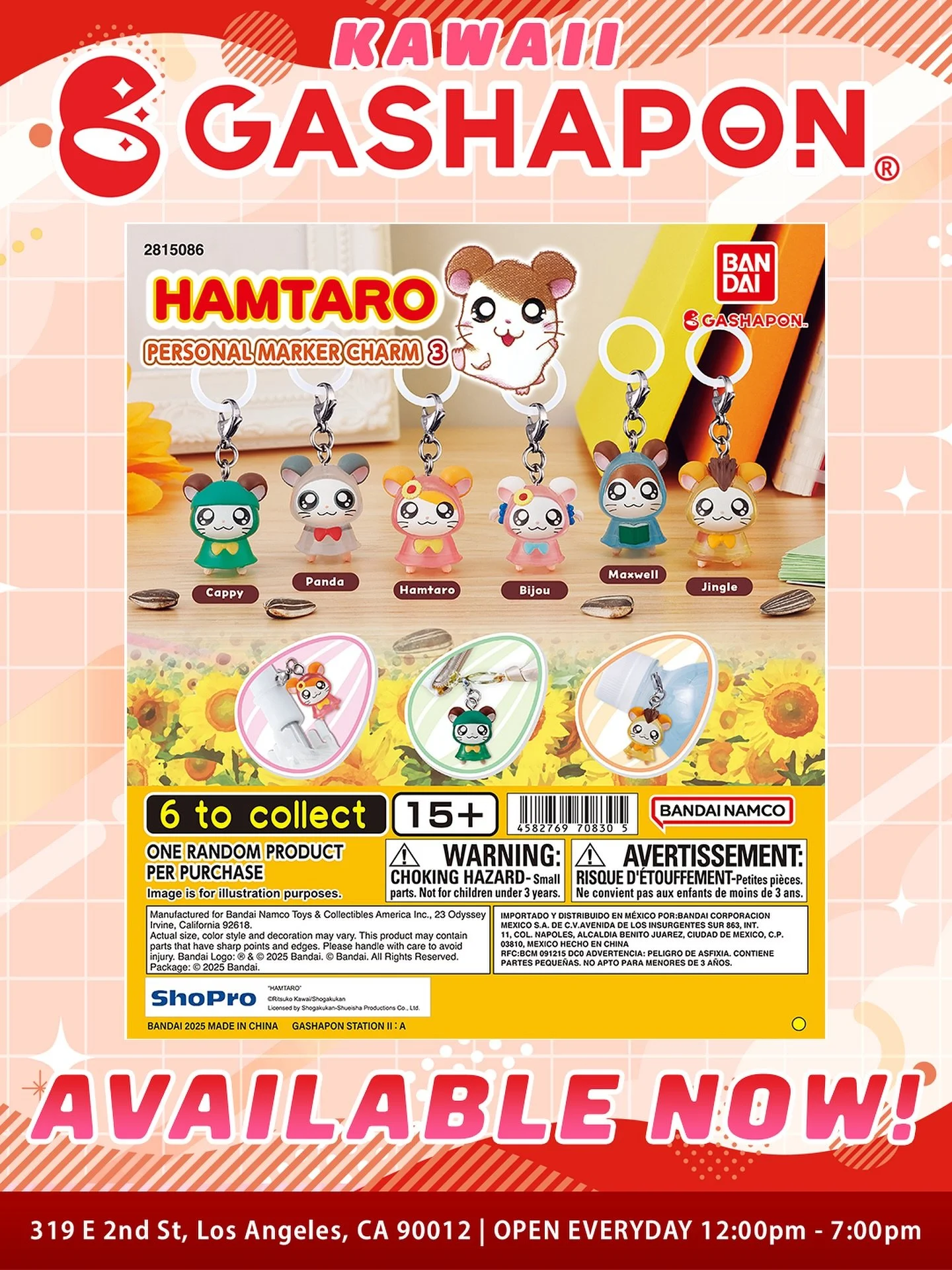 Hamtaro Personal Marker Charm 3 AVAILABLE NOW at our Kawaii Gashapon Store!
Come get them while they’re here 🐹🩷
#bandai #gashapon #littletokyo #losangeles #bandaigashapon #anime #littleakihabara #kawaiigashapon #kawaii #hamtaro