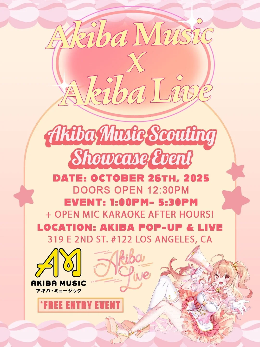 🎤 Calling All Anisong &amp; Idol Fans! 🎶

Join us at Akiba Live, presented by Akiba Music, featuring the finalists of our talent search&mdash;ready to light up the stage with unforgettable performances!

🌟 Free Entry &mdash; Come experience the en