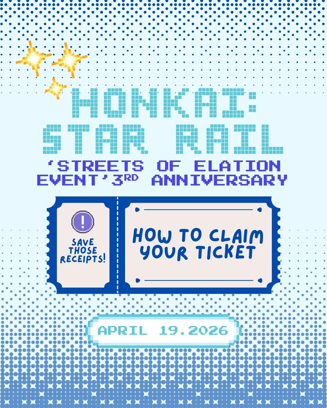 😗 You might be wondering how do I claim the HSR 3rd anniversary ticket? 🤔💭It&rsquo;s easy! 

1️⃣Make a purchase at the Honkai: Star Rail Pop-Up Shop or any of the participating stores listed in the last slide (no minimum purchase amount required a