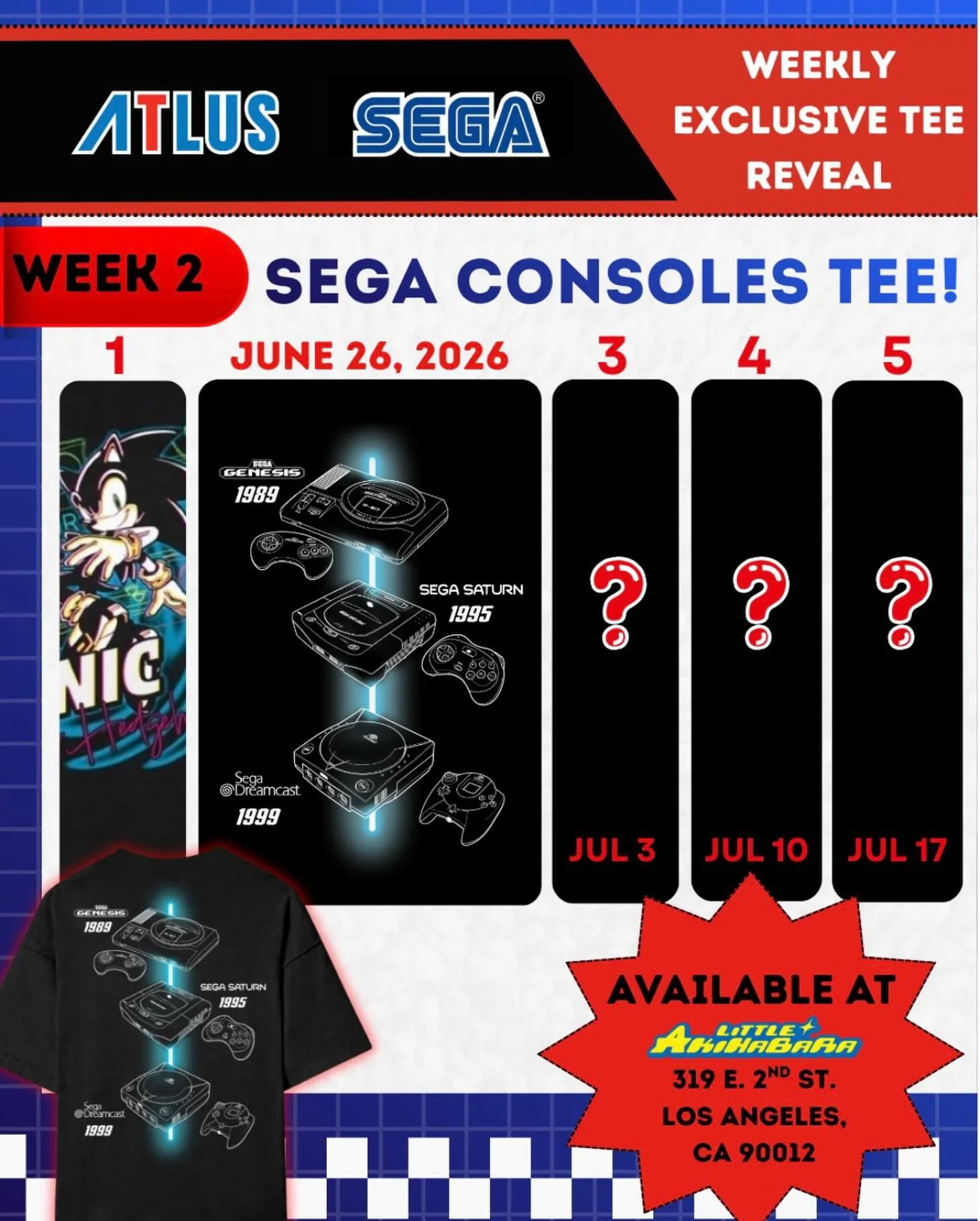 Three legends. One tee.

The SEGA Consoles 👾 Tee drops June 26 - Week 2 of our Exclusive Tee Series, featuring the icons that built the legacy: Genesis, Saturn, and Dreamcast! 💫

2/5 exclusive rotating T-shirts unlocked 🔓👀 Expect a new reveal nex