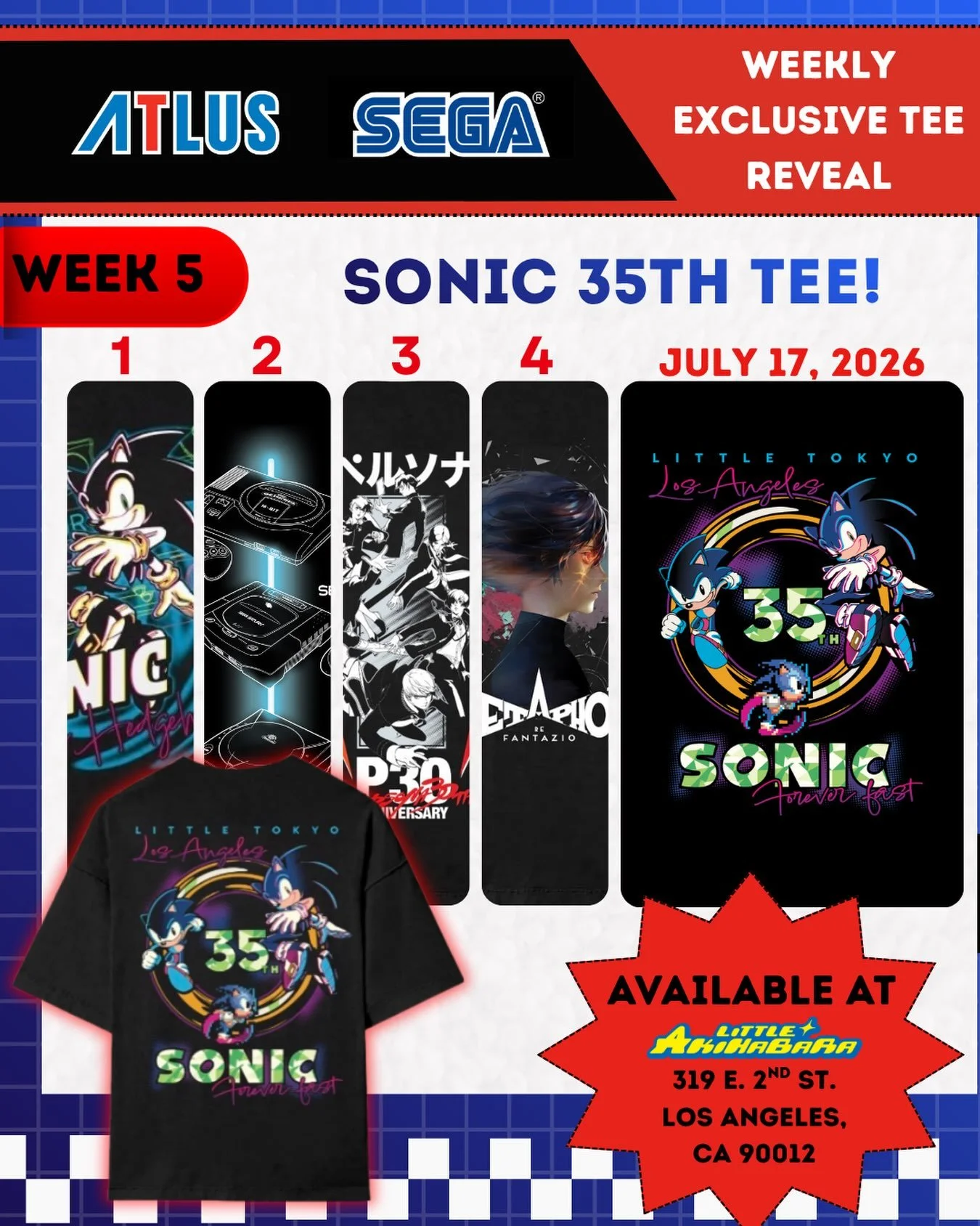 IT&rsquo;S FRIDAY meaning T-shirt reveal👀

What&rsquo;s a blue 🦔💙hedgehog, immaculate running record that can get him to the Olympics, and is having a 35TH anniversary this year. 

SONIC 35TH T-Shirt is officially out today JULY 17 
WHILE SUPPLIES