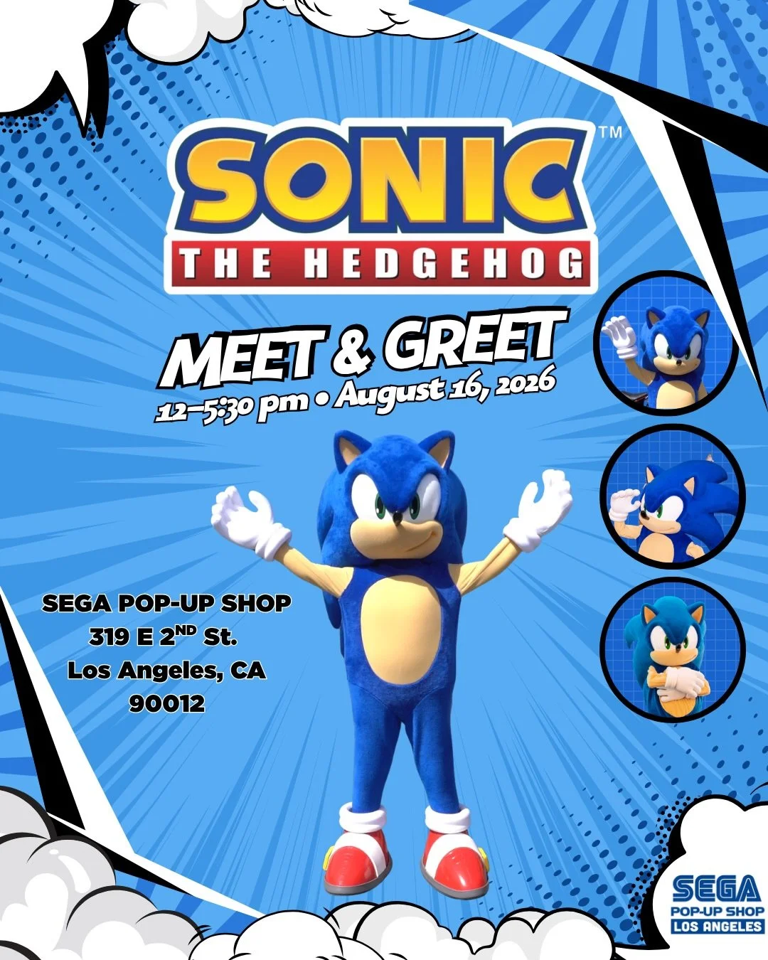SEGA fans, don&rsquo;t blink or you&rsquo;ll miss it because the Blue Blur will be making a quick pitstop at the SEGA POP-UP &amp; SHOP this weekend! 🦔💙

Join us as we celebrate Nisei Week with the legendary speedster himself &ndash; Sonic the Hedg