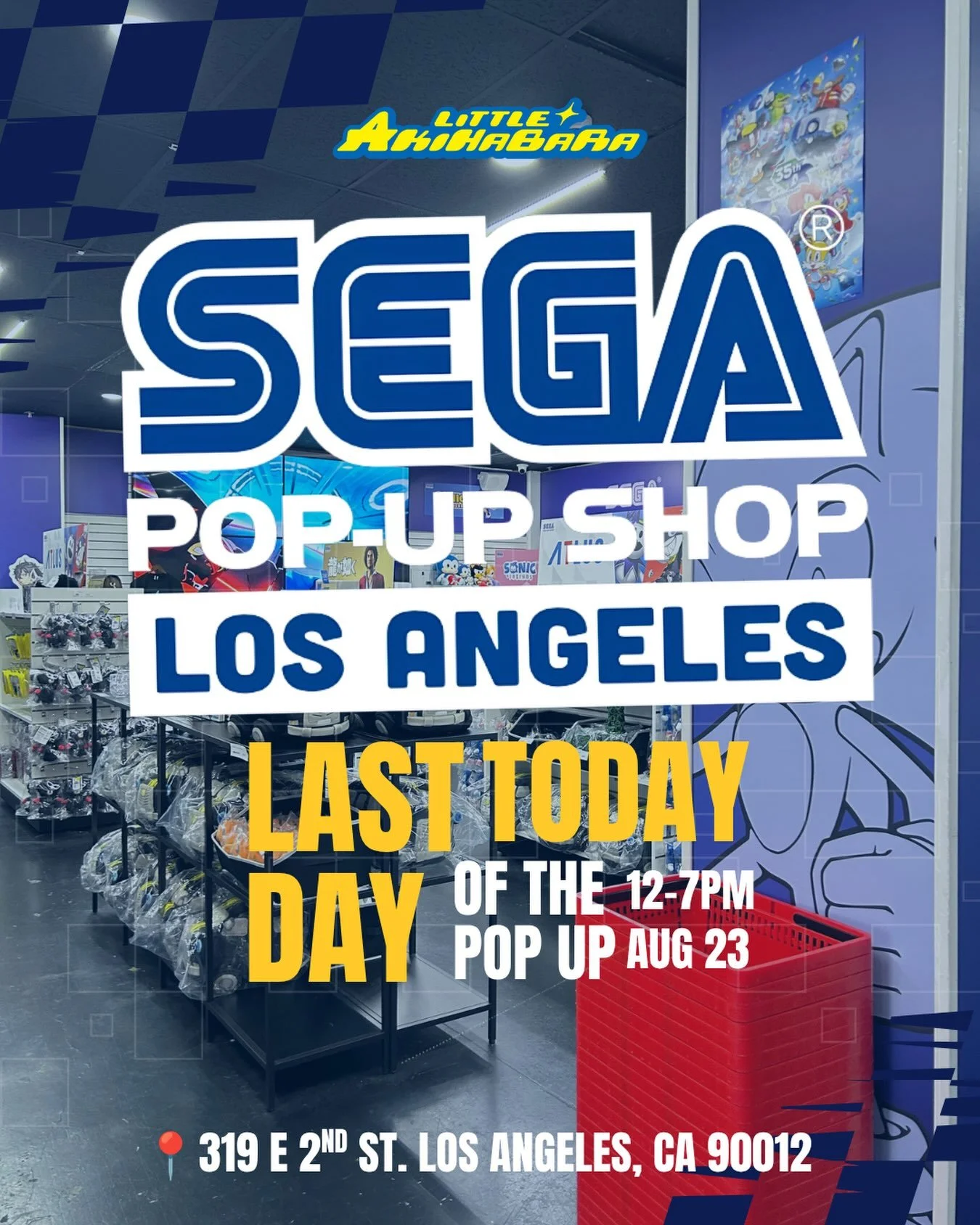 LAST DAY OF SEGA POP UP IS TODAY‼️‼️‼️

Come grab any last minute merch items before it&rsquo;s all gone✨ We hope you enjoyed the SEGA Pop-Up and all the anniversary merchandise and events in honor of Sonic 35TH and Persona 30th. We hope to see every