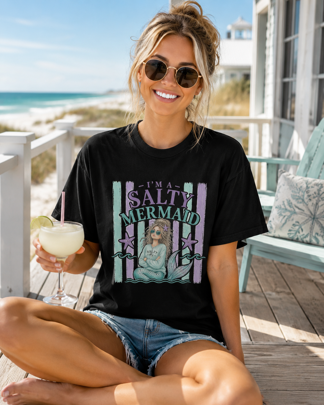 Salty Mermaid Tee in Black