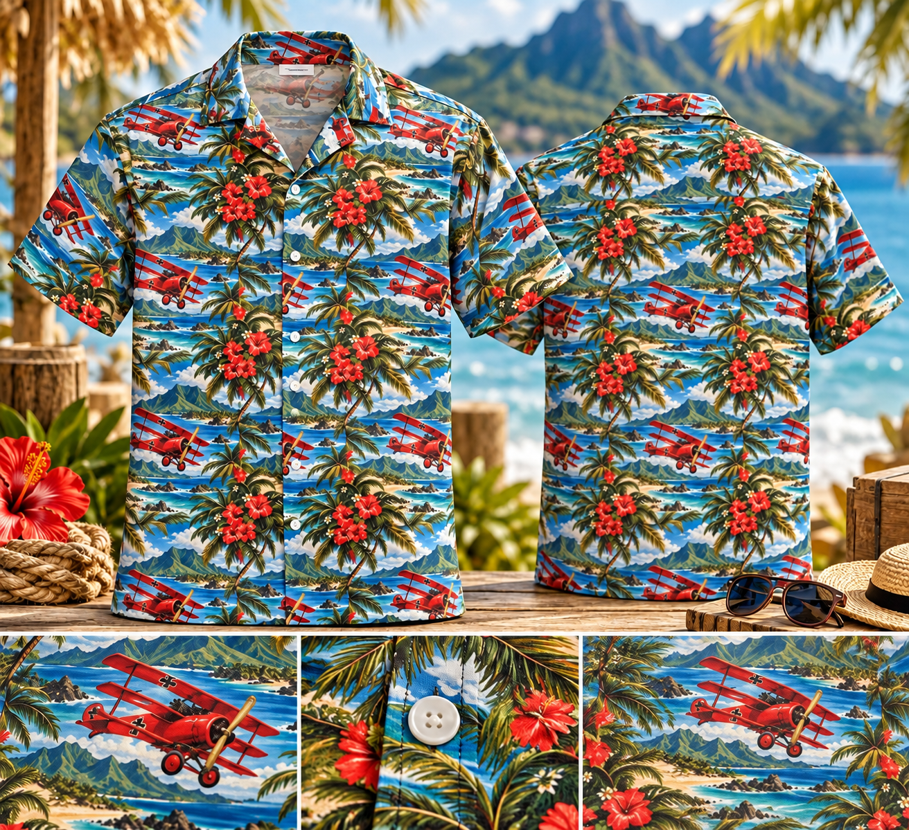Vintage Red Baron Aviation Hawaiian Shirt