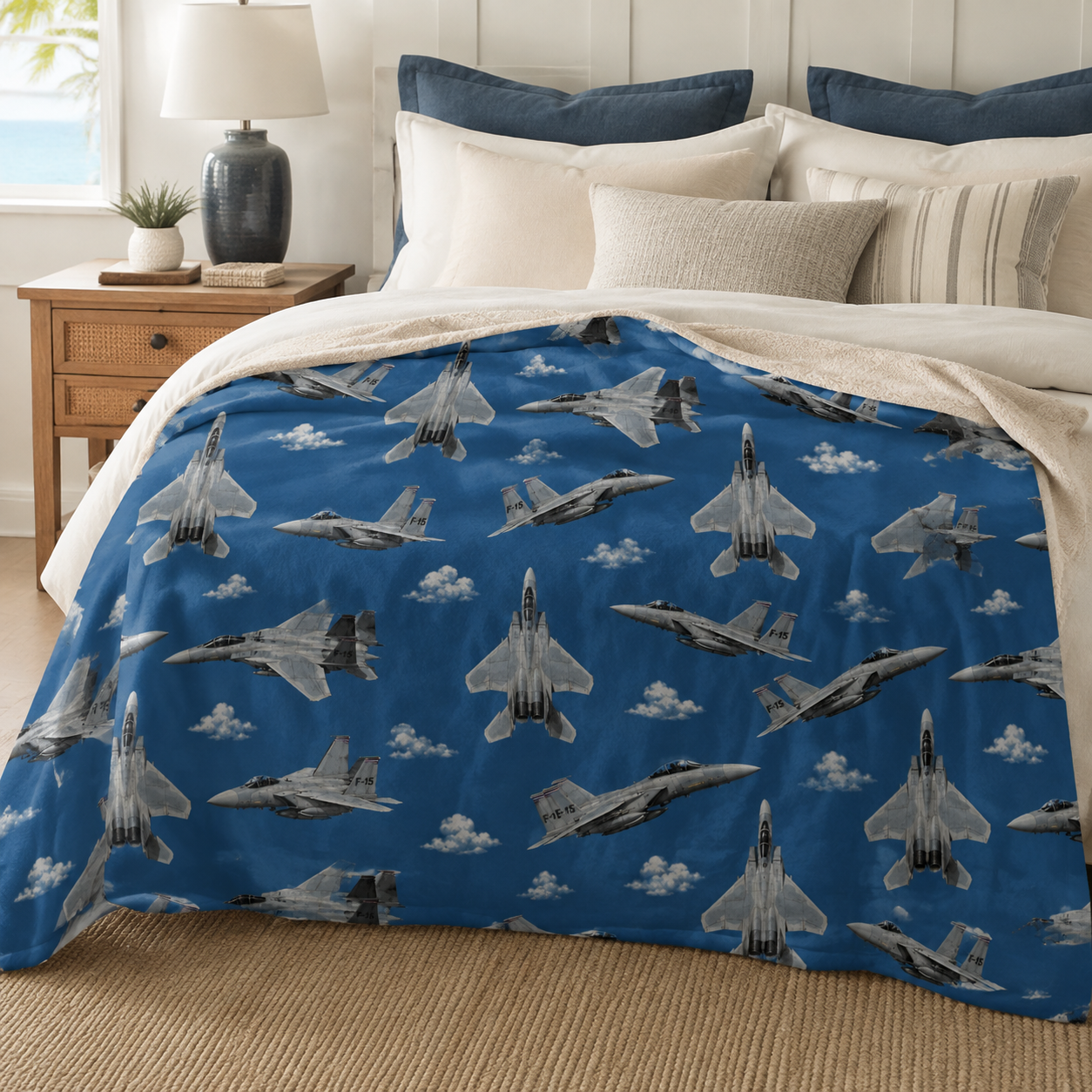 F-15 Eagle Sherpa Blanket 60" × 80"