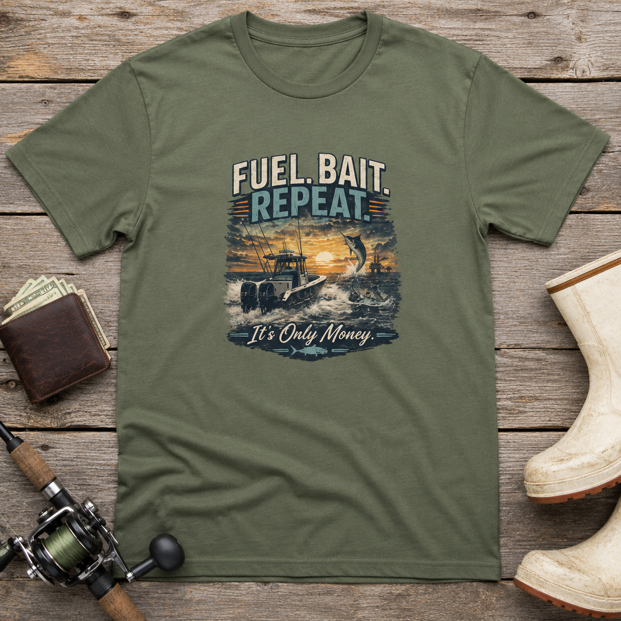 Fuel. Bait. Repeat. Fishing Tee