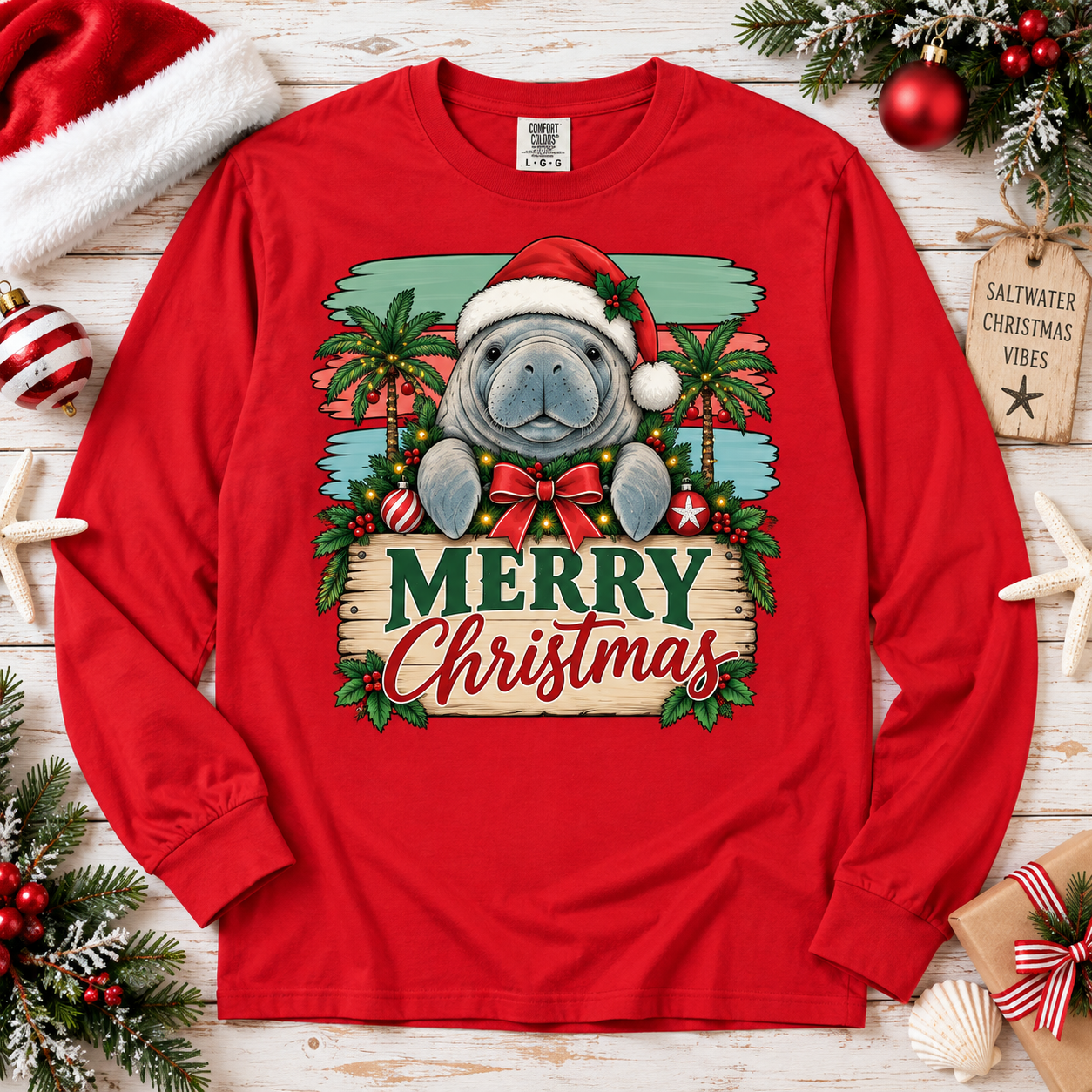 Manatee Christmas Long Sleeve Shirt