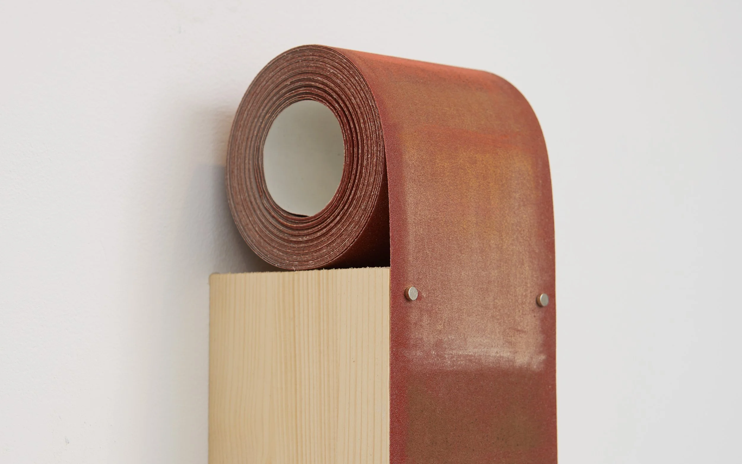Offal (150 Grit) 2026
Brazilian Cedar, tropical hardwood, and ash drawing on 150 grit sandpaper, magnets, pine 
