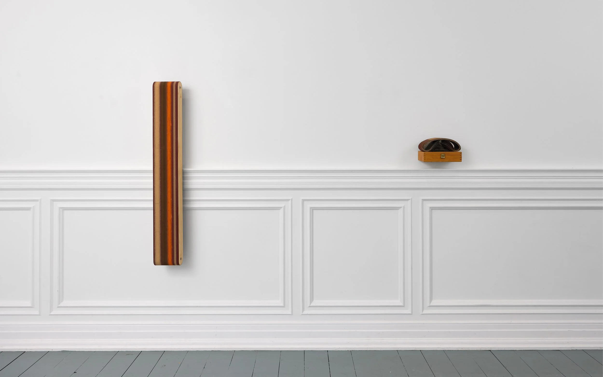 Sinter (400 Grit) 2025
Rosewood, padauk, olive, cedar on 400 grit sanding belt, stretched on pine
