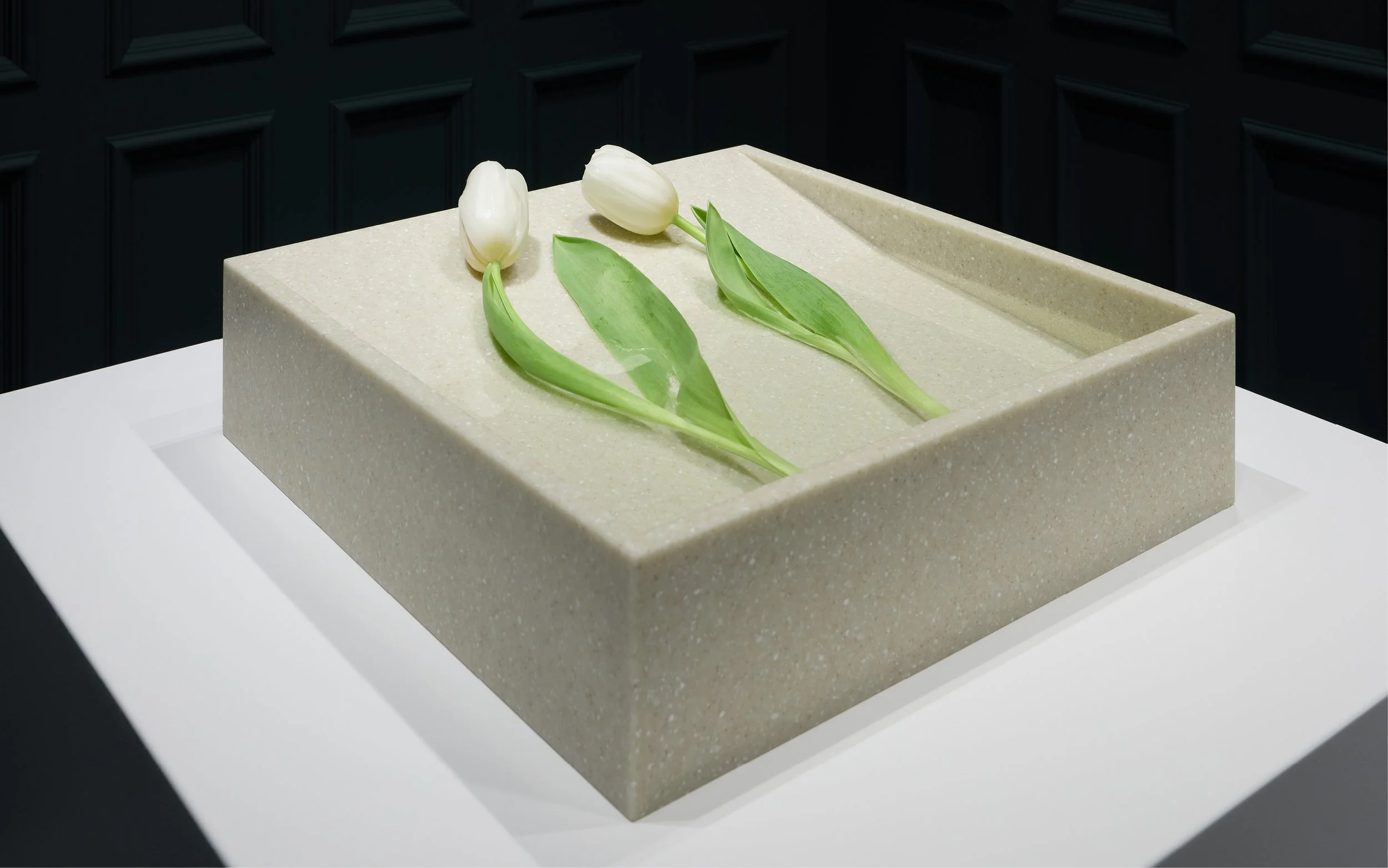 Bed (2026)
Corian, Calder River water, flowers 
