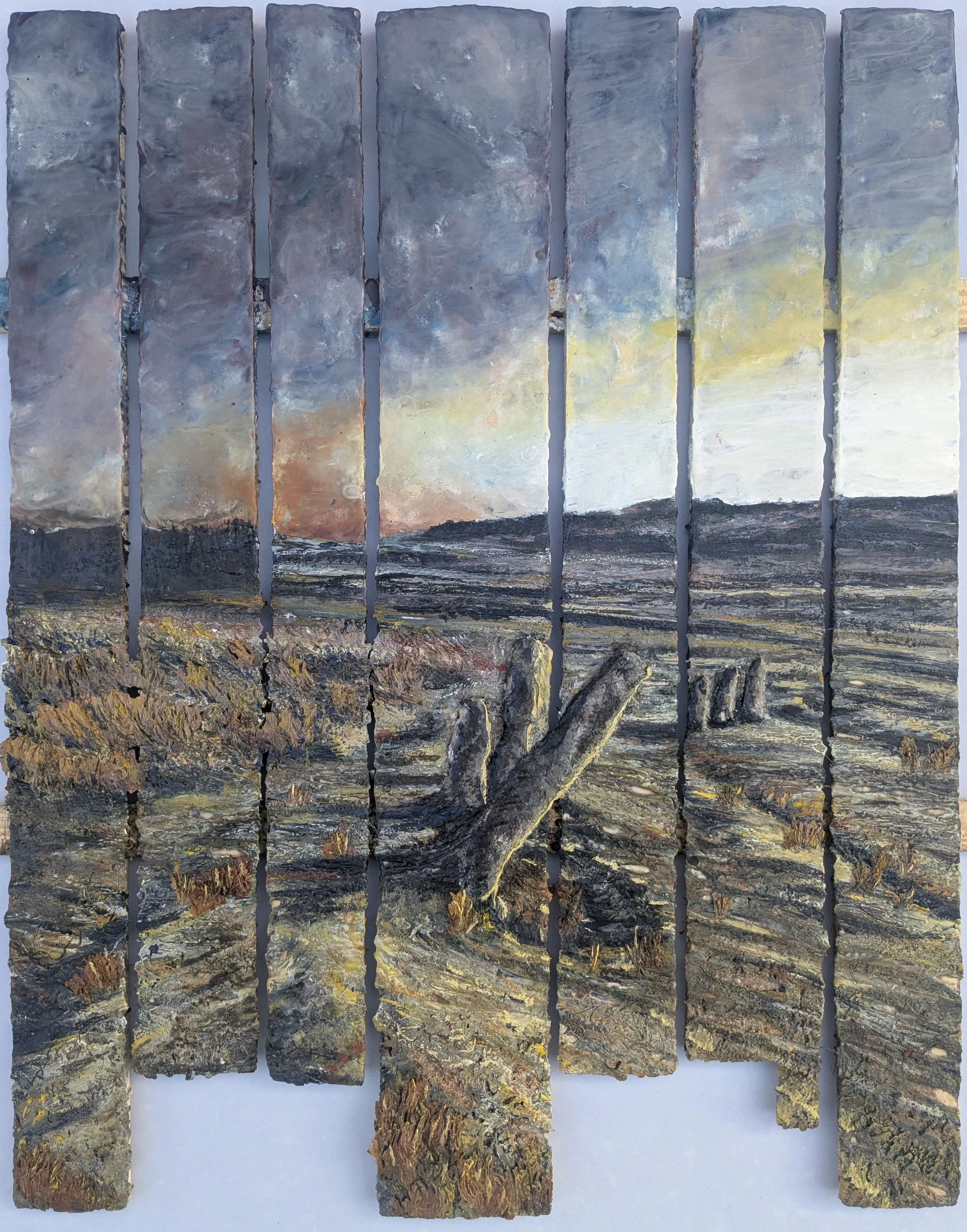 Fenced Out 3: Old as Time
encaustic and moss on wood slats
36’’ x 32’’
