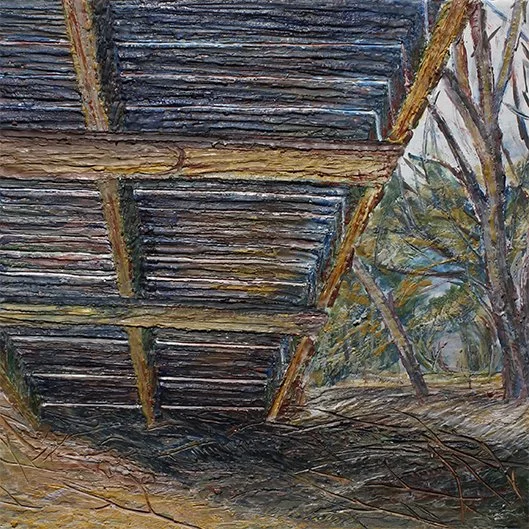 Undercrossing
encaustic on panel
16'' x 16''