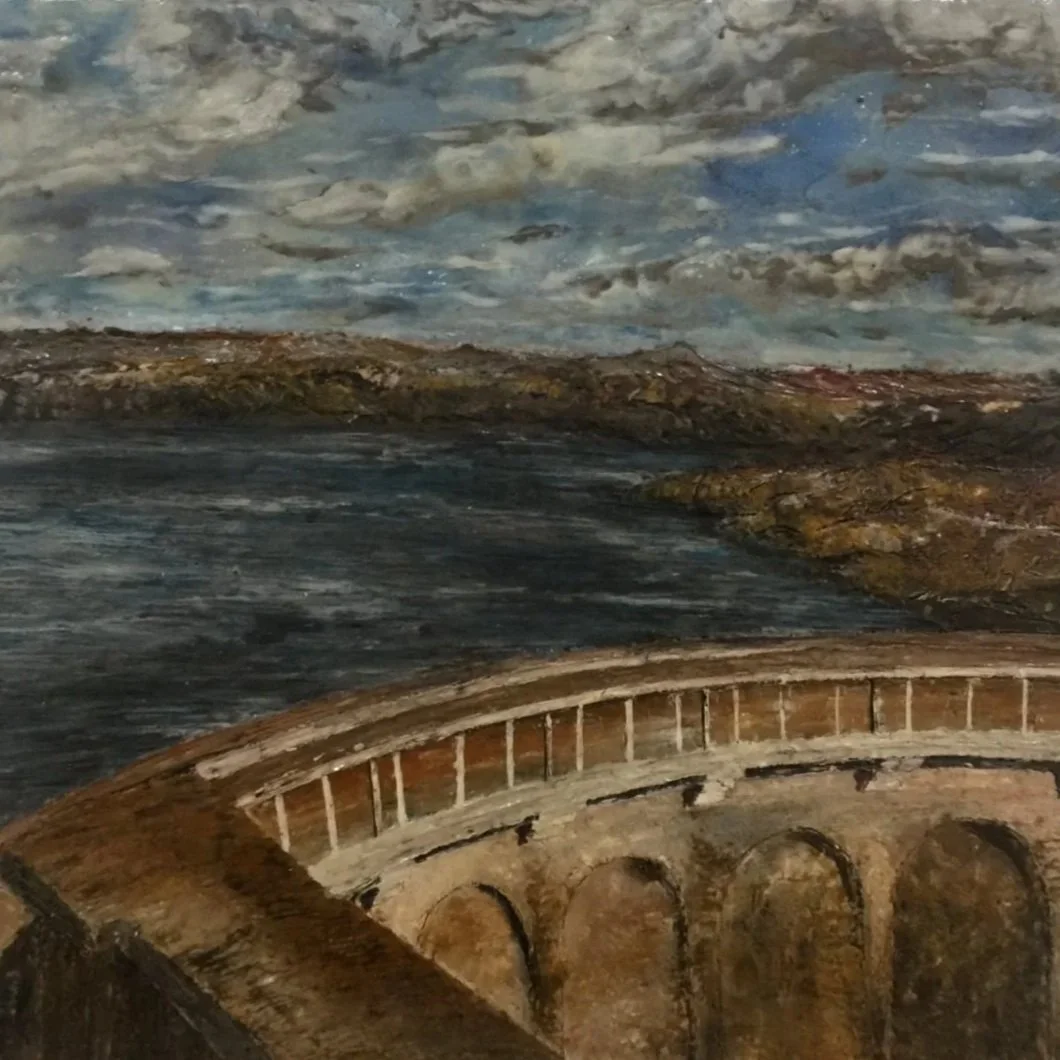 Quanah Dam
encaustic and cold wax on panel
26'' x 26''
