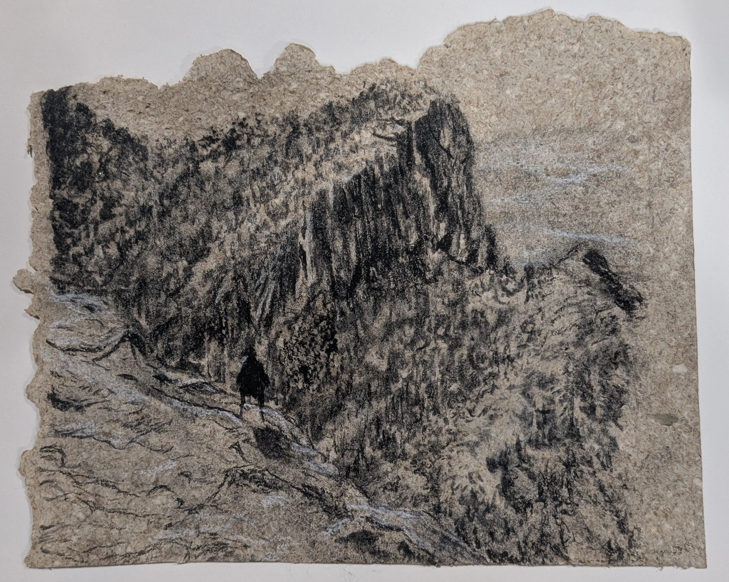 Big Bend Study, charcoal and wax on paper