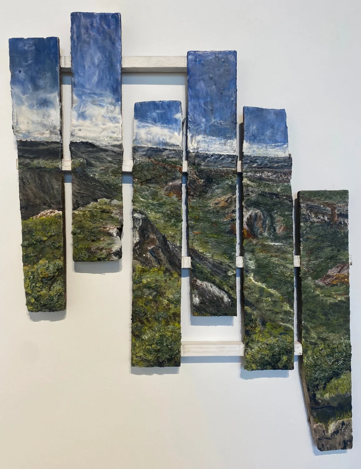 Fenced Out 1
encaustic on wood slats
30’’ x 23’’
