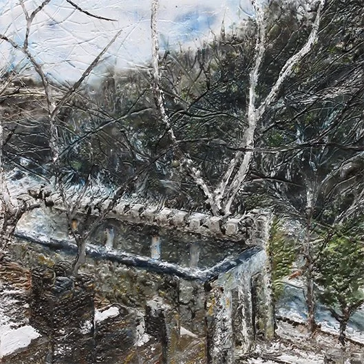 Turner Falls Ruin
encaustic on panel
12'' x 12''