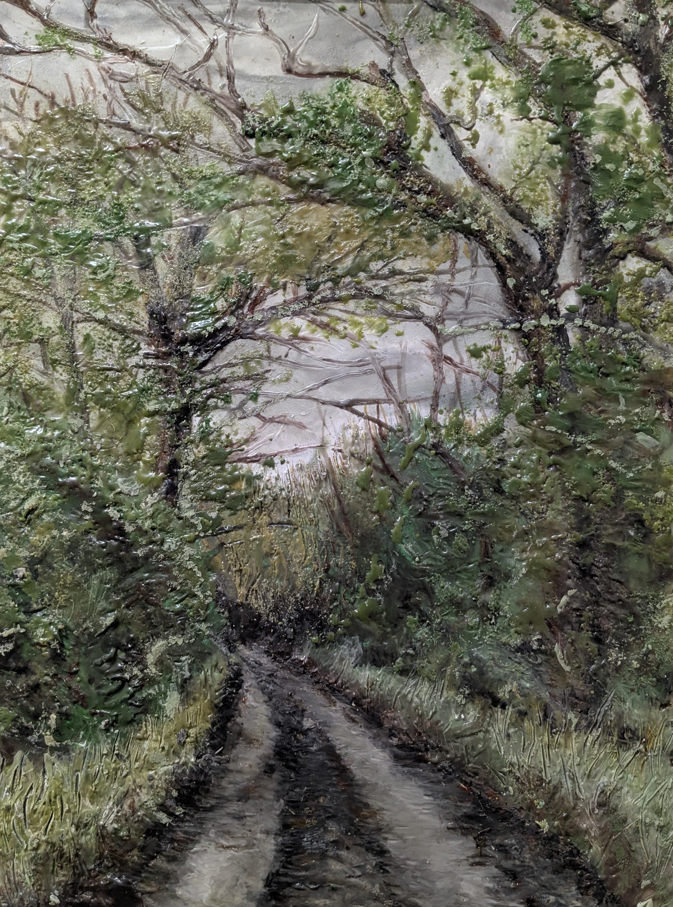 Beware of the Lorries
encaustic on paperboard
14’’ x 11’’

