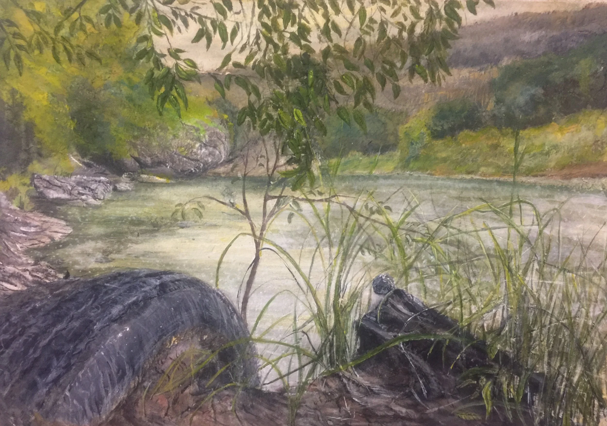 Dreaming of a Tire Swing, watercolor on recycled paper, 13'' x 18''