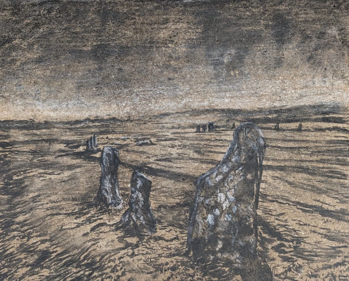 Scorhill, charcoal and wax pastel on paperboard, 14'' x 16''