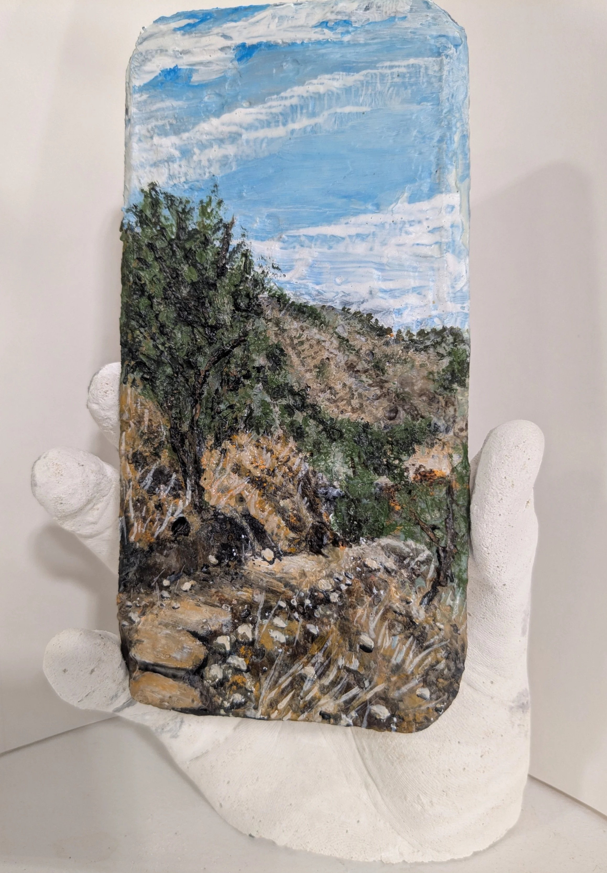 Canyon Trail,
encaustic on panel,
8’’ x 4.5’’ x 4''