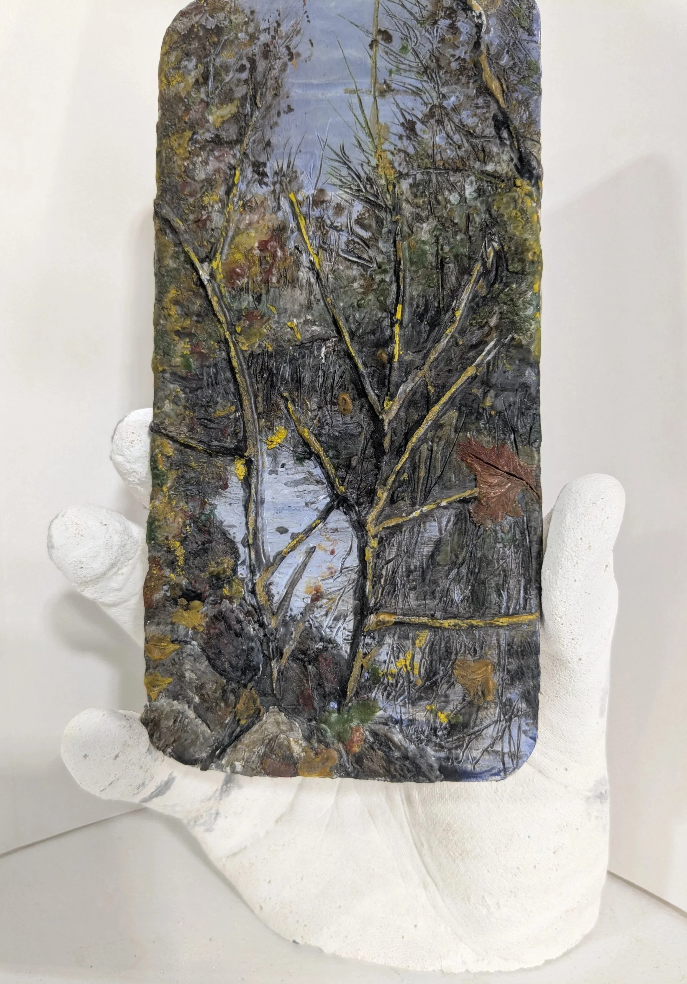 Autumn Stroll,
encaustic on panel,
8’’ x 4.5’’ x 4''
