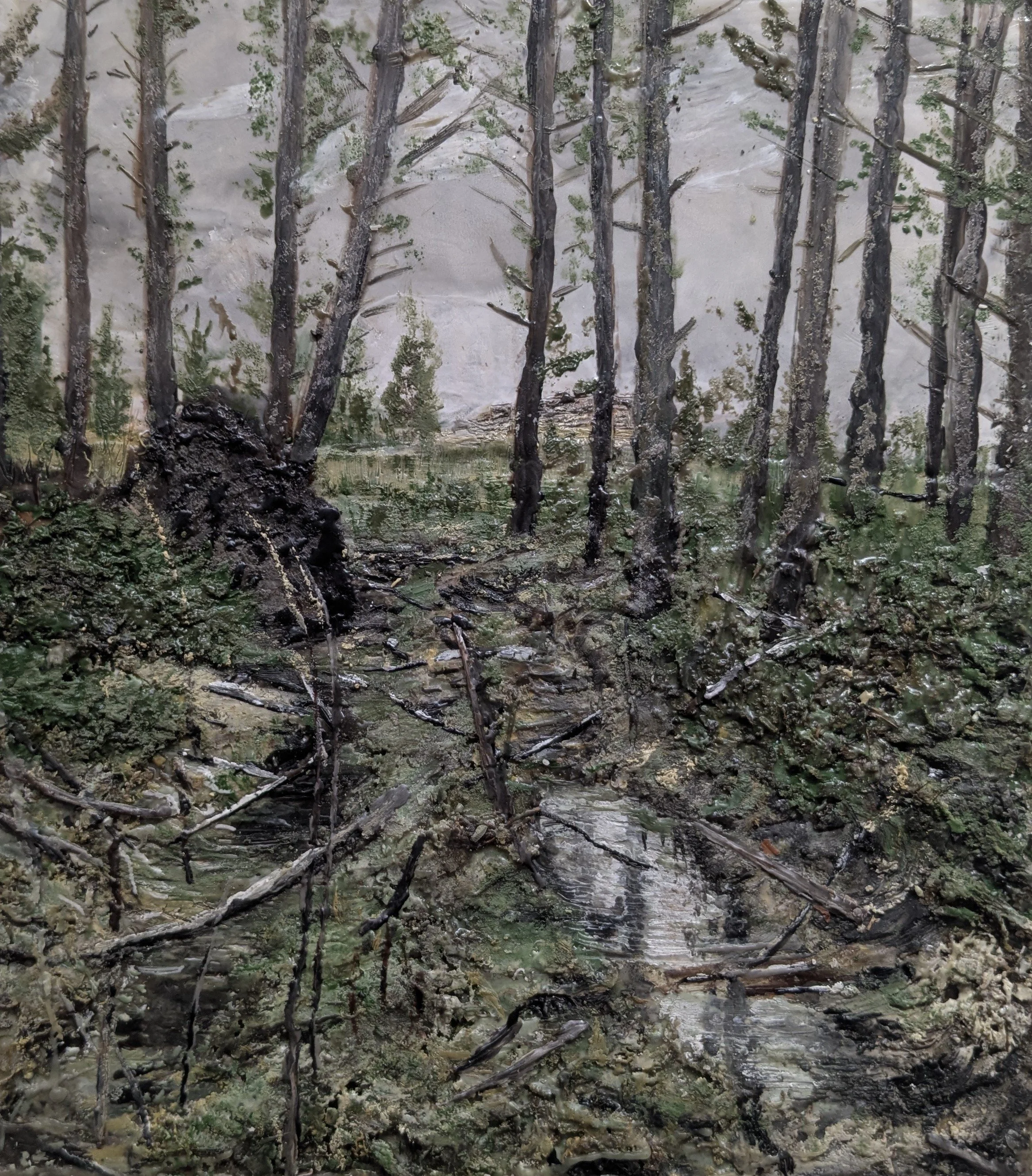 Emergence
encaustic and moss on paperboard
14’’ x 12.25’’ (Framed 18’’ x 16.25’’)
