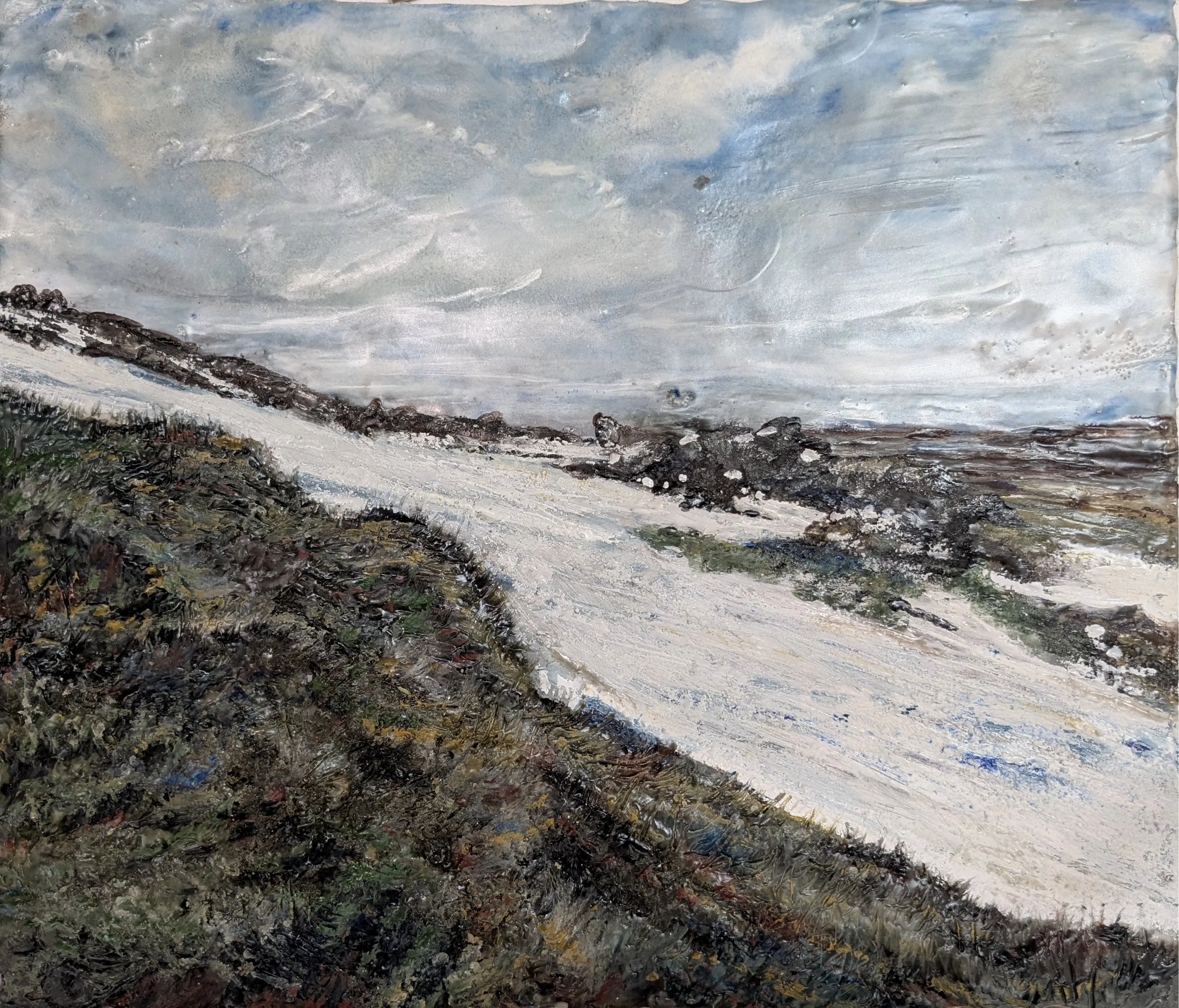  Winds Above
encaustic on paperboard
12’’ x 14’’