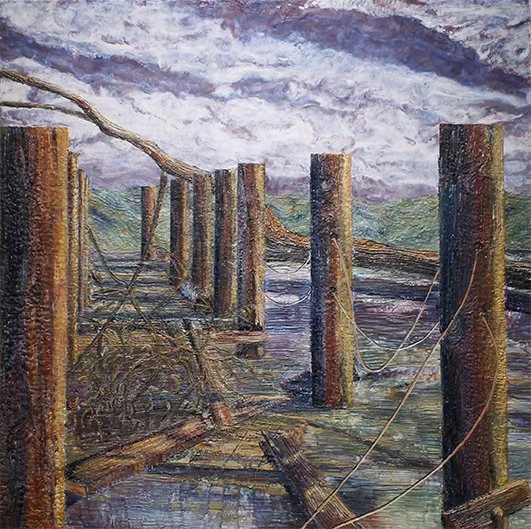 Lost Pylons
encaustic on panel
48'' x 48''