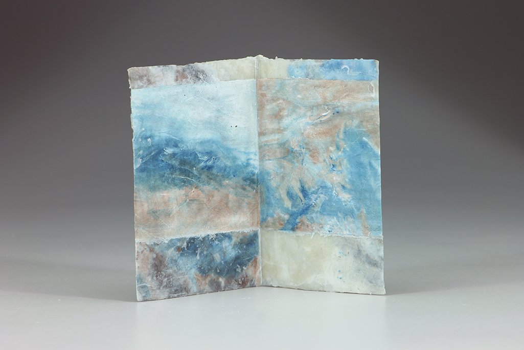 En Route, 
watercolor and wax on recycled paper, 
6'' x 8''