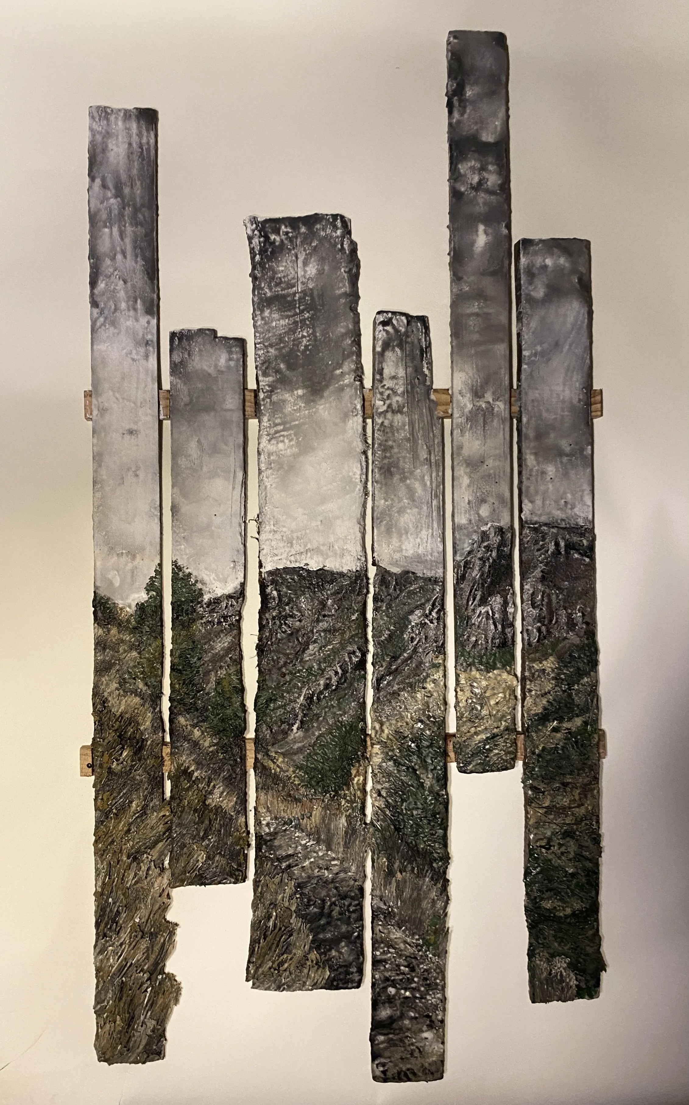 Fenced Out 2
encaustic on wood slats
49’’ x 24 ½’’