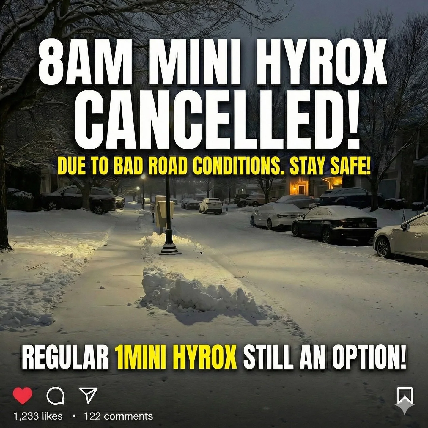 8 am mini is cancelled!! I&rsquo;m very sorry, but roads are bad.
10 am still an option. Snow and sleet is stopping soon