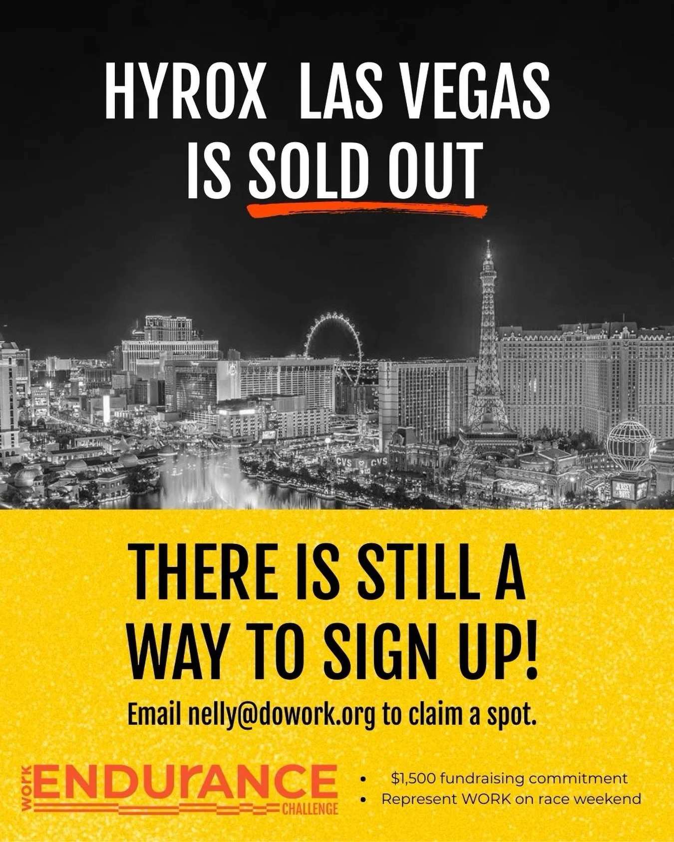 🎰 HYROX Vegas is officially SOLD OUT.
If you missed out on a ticket, do not panic. I have access to a limited number of charity entries that will get you on the start line&mdash;and more importantly, your race will change lives.
I&rsquo;m supporting