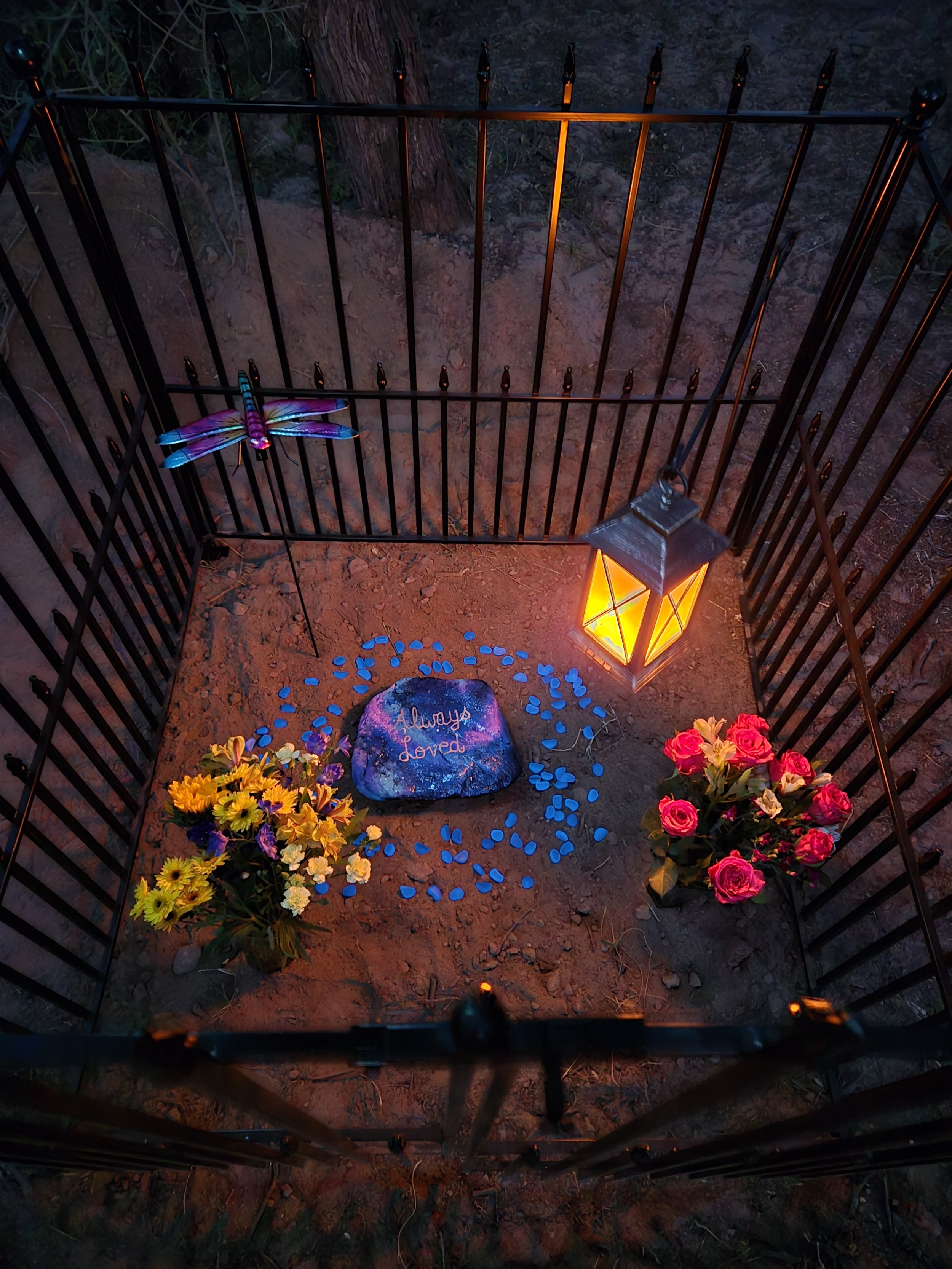 The glow in the dark rocks ensure our angels never have to be in the dark.