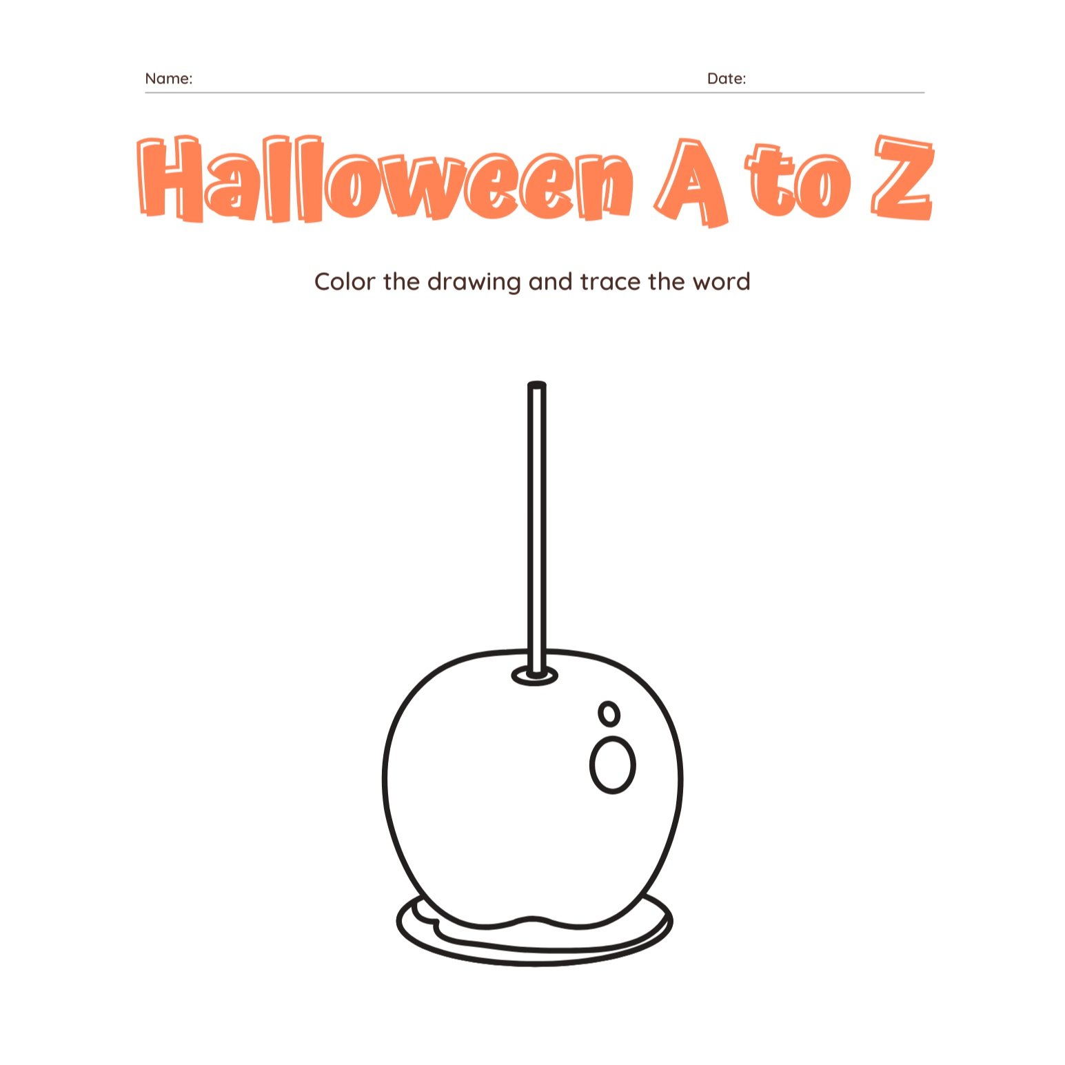 Halloween A-Z Worksheet