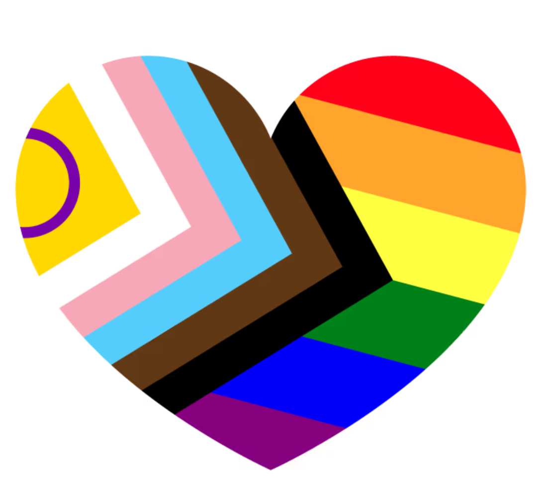 The intersex-inclusive pride progress flag, arranged as a heart