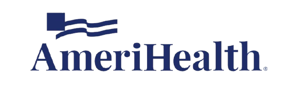 AmeriHealth logo with a stylized flag design and the company name.